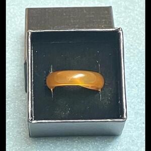 GENUINE 100% NATURAL AMBER JADE WEDDING RING BAND (GRADE A) w/BOX